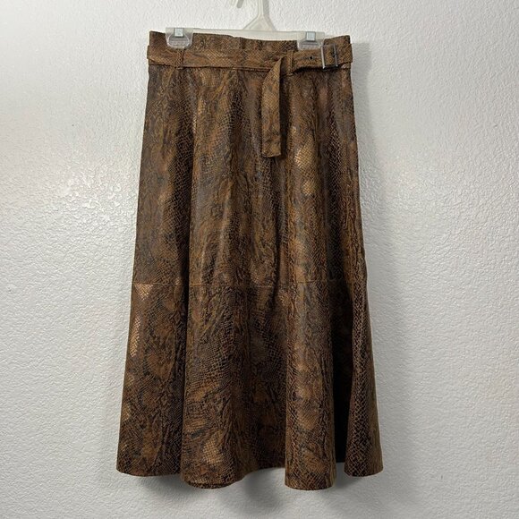 Vila Faux Suede Snakeskin High Waisted Midi Skirt - Picture 2 of 7